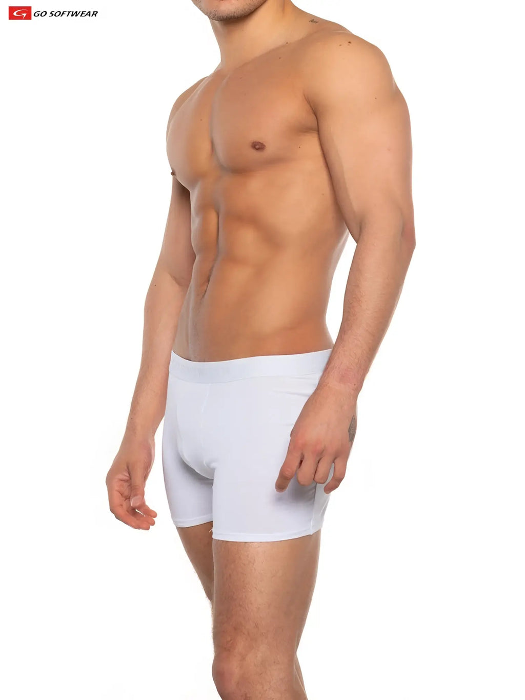 White men’s super boost padded boxer briefs from go softwear with 33 percent more padding for extra comfort