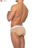 Beige super boost padded briefs with white waistband designed for extra comfort and support