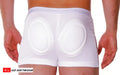 White go softwear super padded boxer briefs with padded oval inserts on the back for extra comfort and support