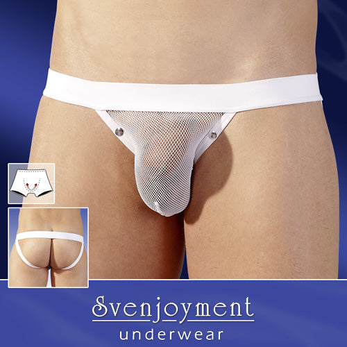 Ropa interior tipo suspensorio con remaches Uplift Net de Svenjoyment, color blanco, talla L 2100010