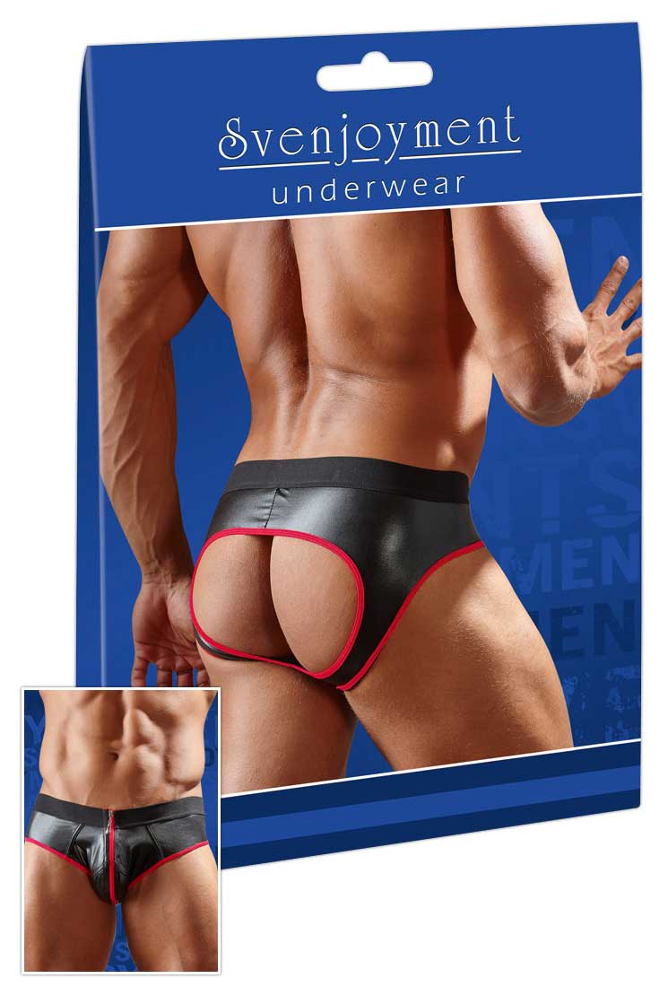 Svenjoyment Zipper Jock Brief Jock Strap Underwear Black/Red 2120216 Size S