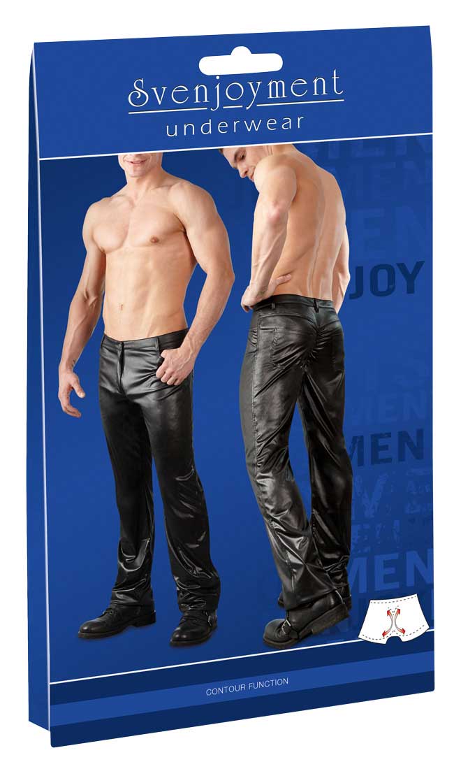 Svenjoyment Rückenformende Vinyl-Taschenhose Schwarz 2140160 Größe L