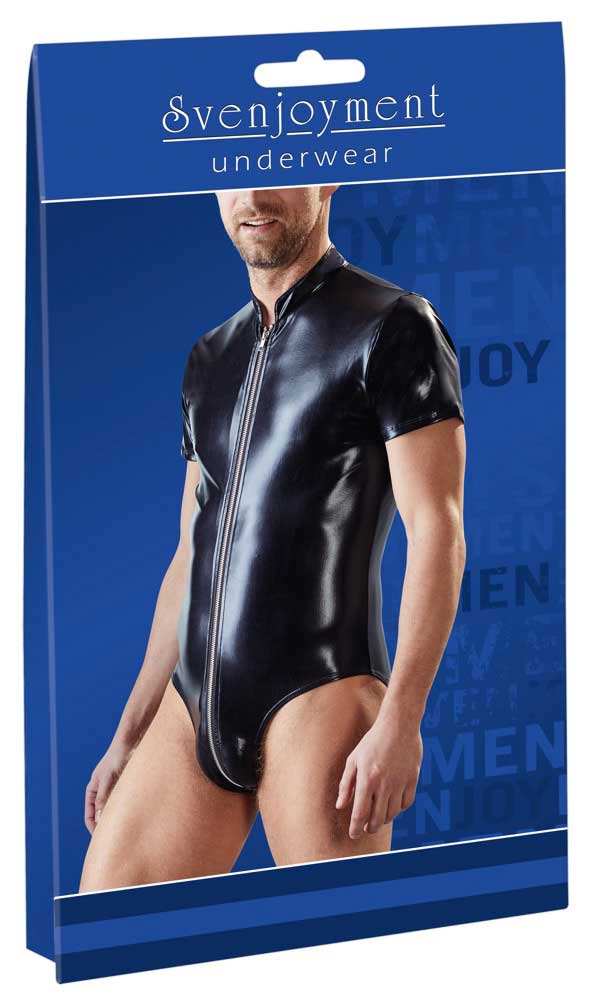 Svenjoyment Wetlook Zipper Bodysuit Schwarz 2150360 Größe XL