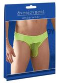 Bright neon green svenjoyment men’s briefs with mesh pouch panel in size S for breathable comfort and support