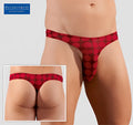 Svenjoyment multi dot sheer thong underwear red with bold circular pattern size m front view