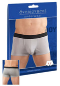 Gray svenjoyment push up microfiber boxer briefs with black elastic waistband size m packaging visible