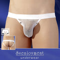White svenjoyment rivets uplift net jock strap underwear with mesh thong, solid waistband, and silver snap buttons