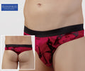 Red and black patterned men’s briefs with bold graphic design from svenjoyment trendy woman g string underwear size s