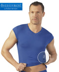 Blue sleeveless v-neck men’s muscle top by svenjoyment in size m perfect for casual wear and workouts