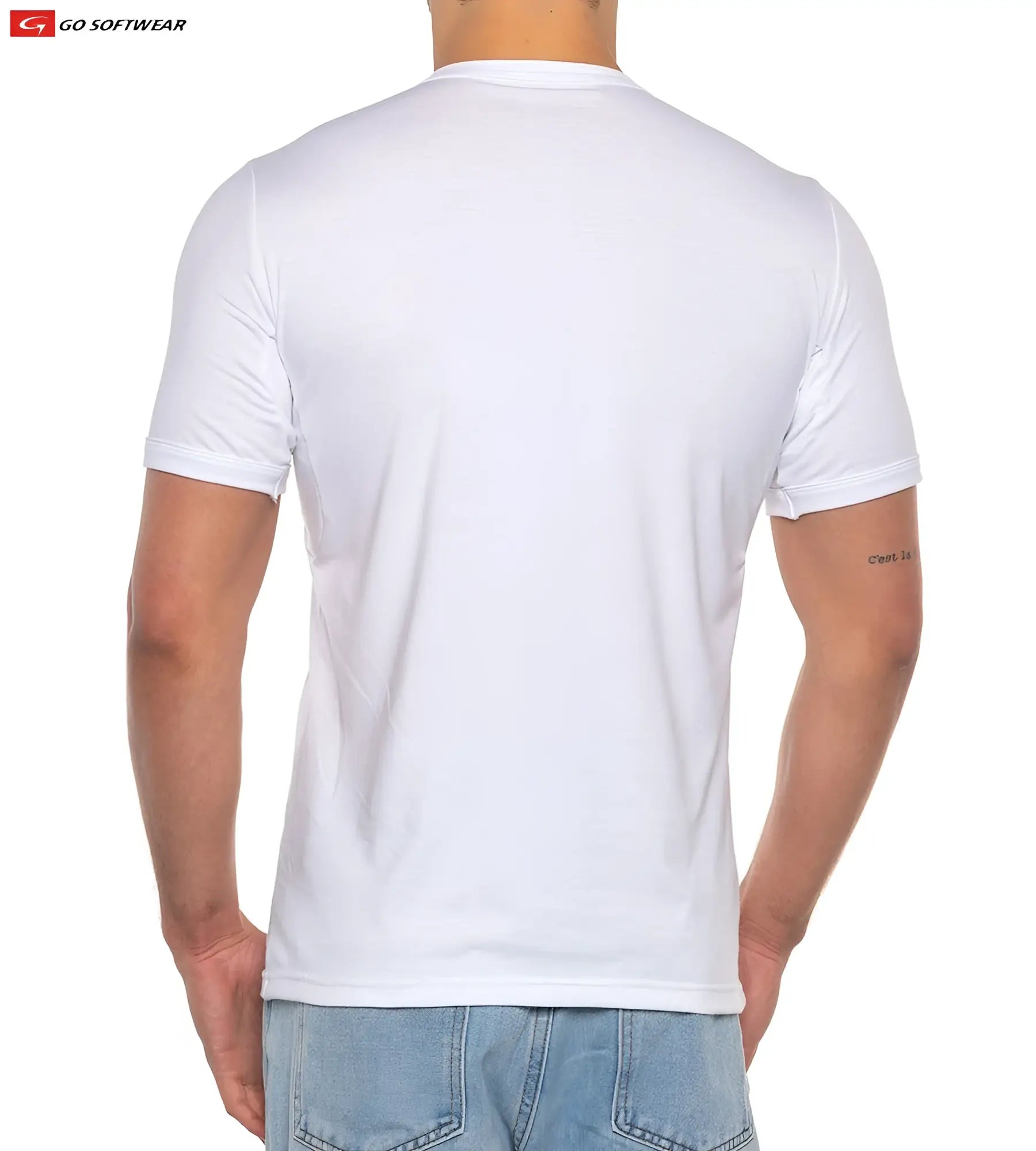 White short-sleeved crew neck cotton t-shirt by go softwear from the no sweat tee collection
