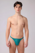 Teal mesh thong with tulle detailing shown from the back in the as sweet tulle thong product image