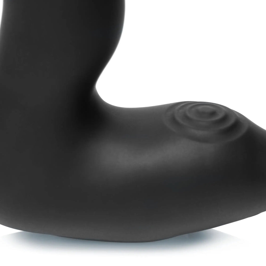 Swell 10X black, ergonomic silicone inflatable and vibrating prostate plug with a textured power button.