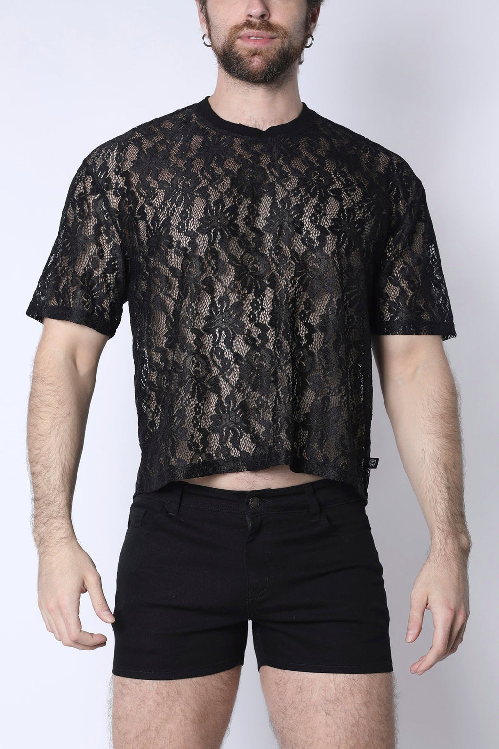 Timoteo Sorrento Lace Cropped Tee - Black