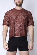 Timoteo Sorrento Lace Cropped Tee - Rust
