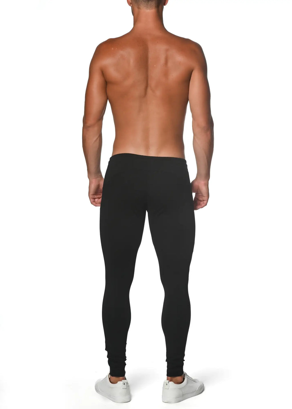 Black tactical gym-tech stretch slim jogger leggings made of stretchy fabric with a form-fitting design