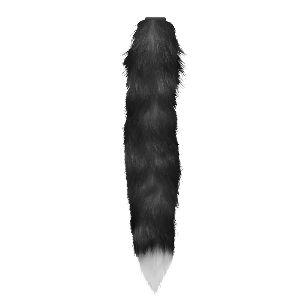 Tailz Interchangeable Add-On Fox Tail: A fluffy, black faux-fur tail with a white tip on a white background.