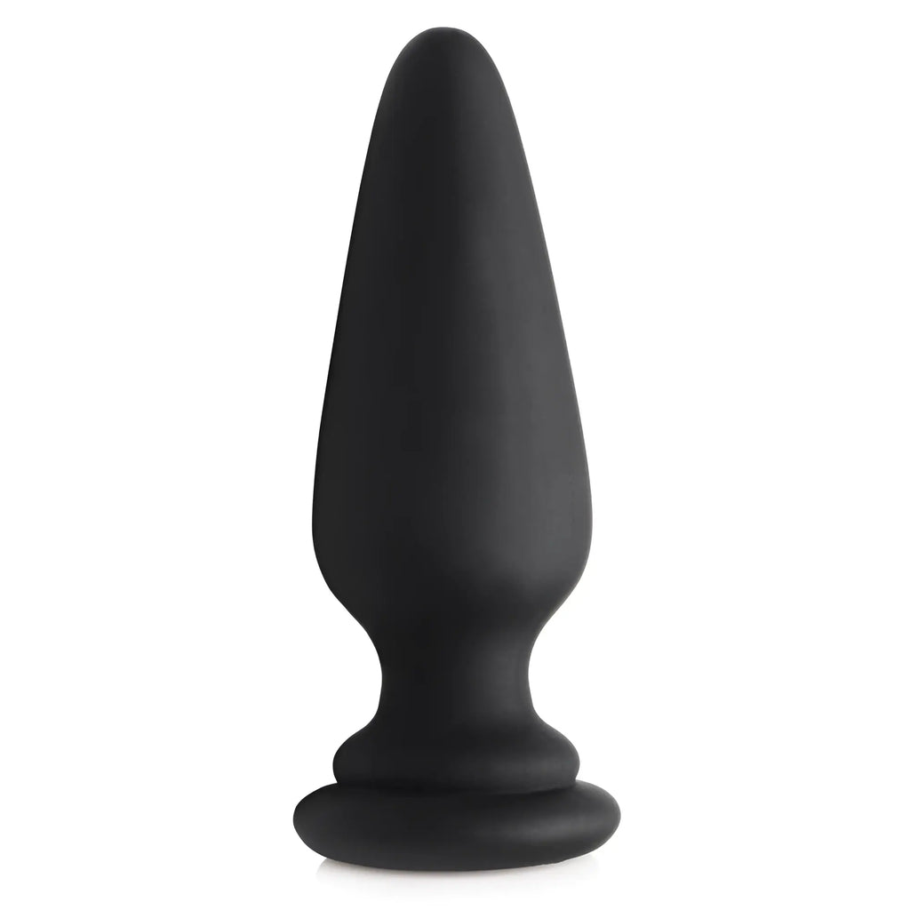 Tailz small black silicone anal plug with a tapered shape, flared base, and attachment point for an interchangeable tail.