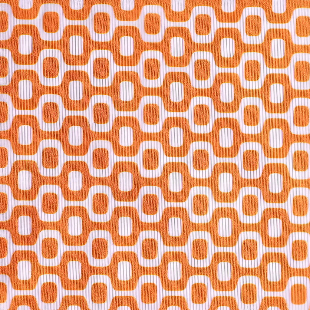 Men’s swimming sunga with orange and white geometric patterned fabric for beachwear use