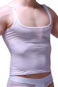 Tank top attan bee white white mesh tank top with adjustable straps and scoop neckline for casual wear