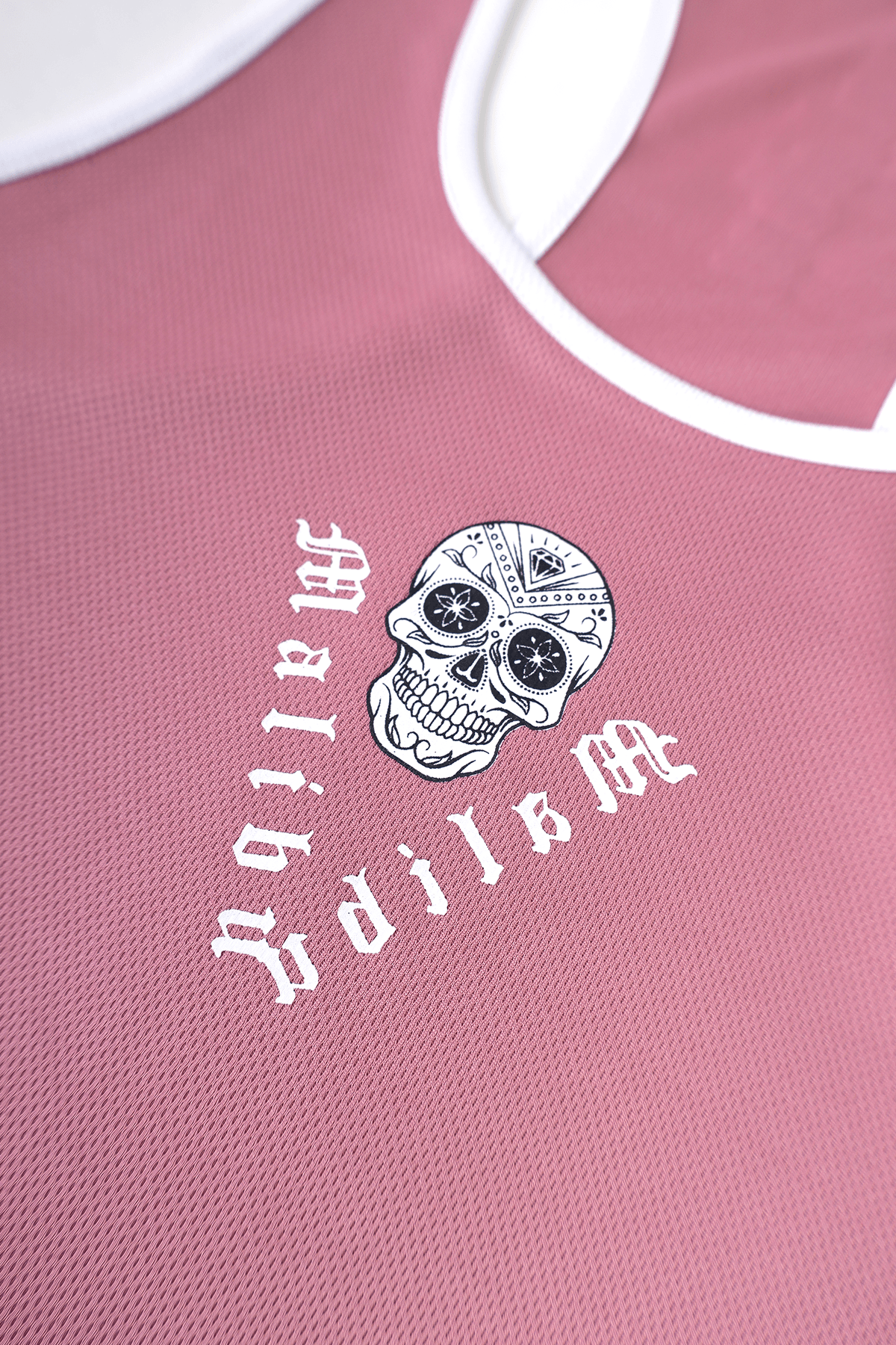 Camiseta sin mangas JJ Gym - Rosa con diseño de calavera