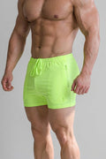 JJ Malibu Men's Karma 2" Short Shorts with Zipper Pockets - Neon Yellow