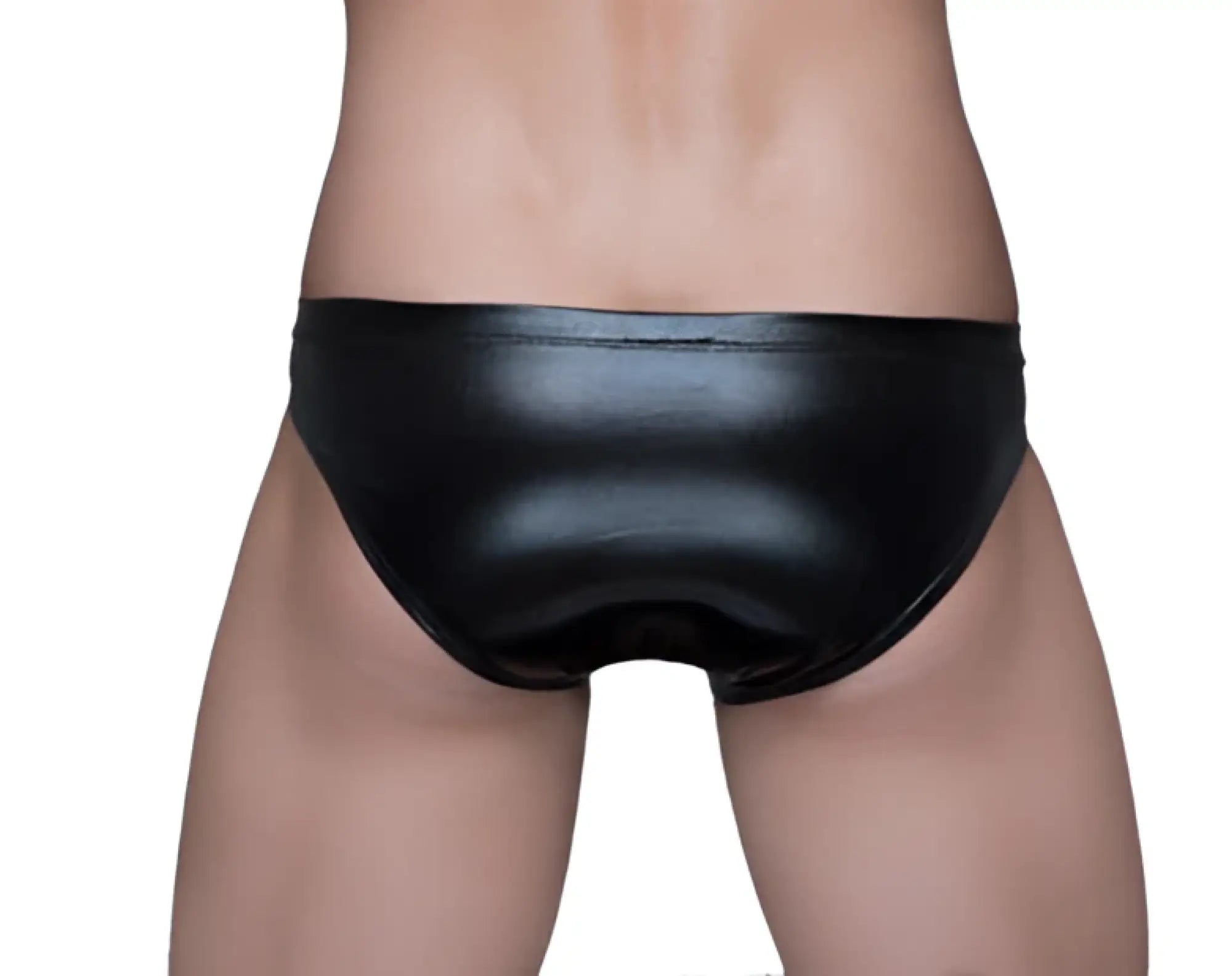 Black shiny leather briefs styled tartarus coated brief showcasing sleek and glossy finish
