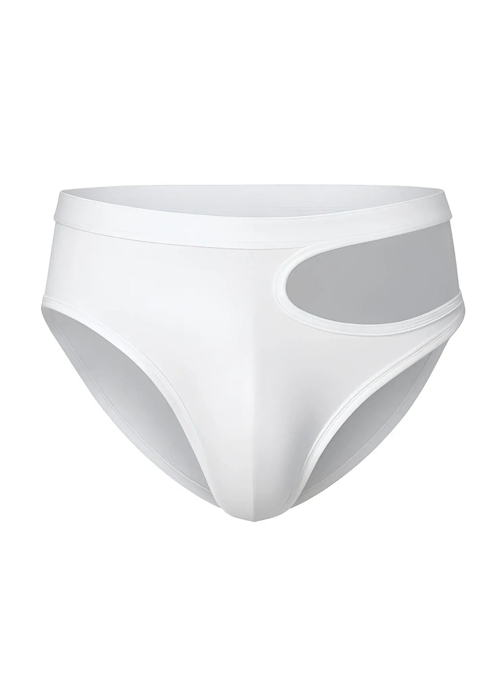 White briefs tartarus cut out brief with a sheer gray side panel for stylish and breathable comfort