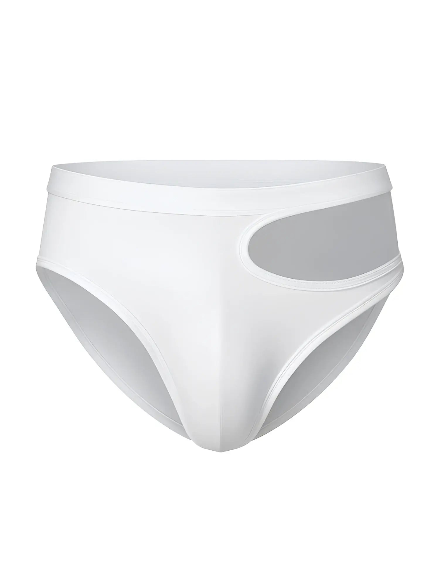 White briefs tartarus cut out brief with a sheer gray side panel for stylish and breathable comfort