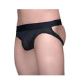 Black mesh athletic briefs tartarus mesh jock with solid elastic waistband for breathable support and comfort