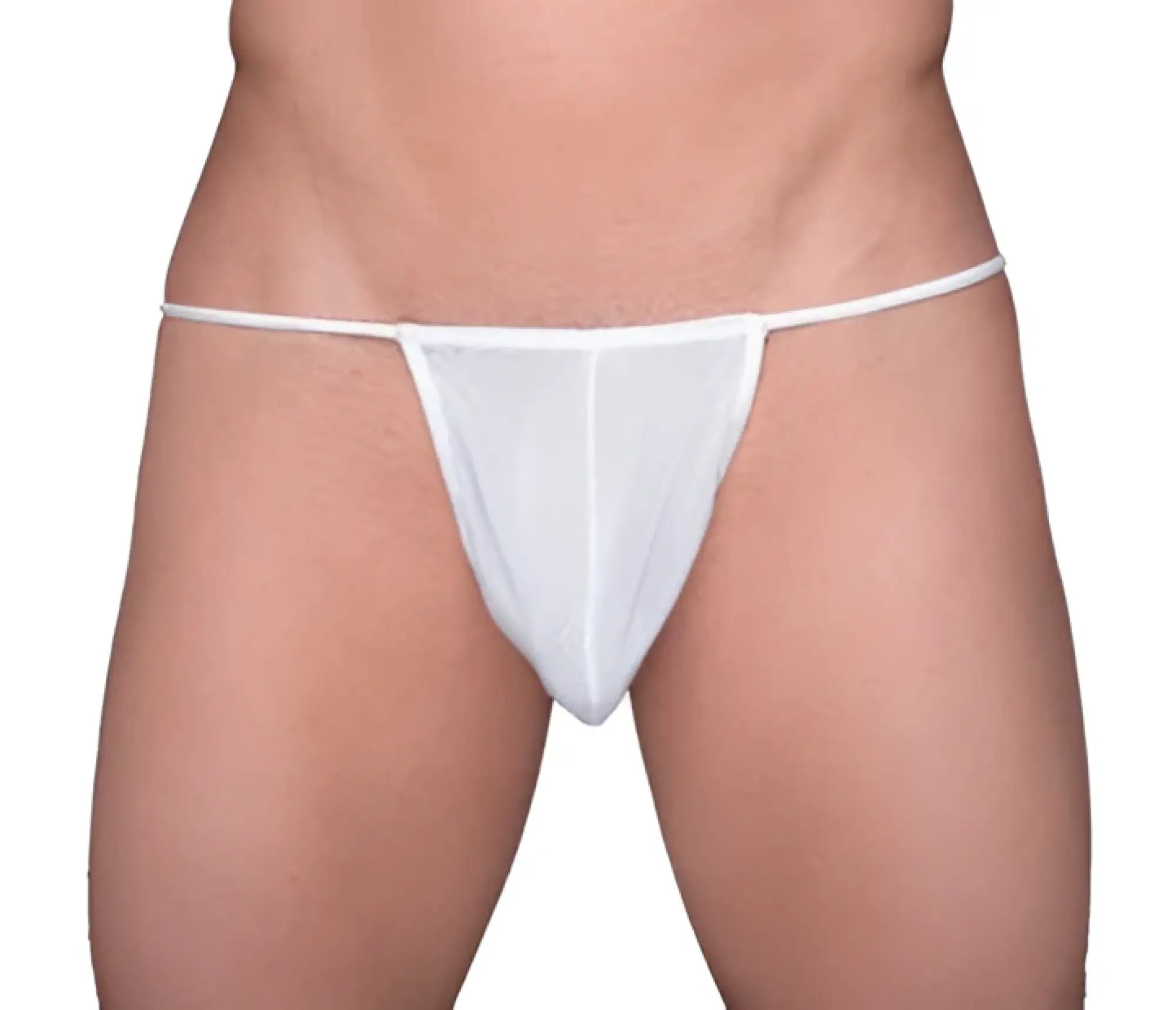 White mesh tartarus thong with thin straps showing back side for comfortable everyday wear