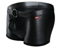 Black shiny faux leather briefs with a ring detail on the waistband tartarus ring trunk product image