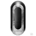 Tenga Flip 0-Zero Black: A sleek, oval, black and clear-cased male masturbator with an interior textured sleeve.