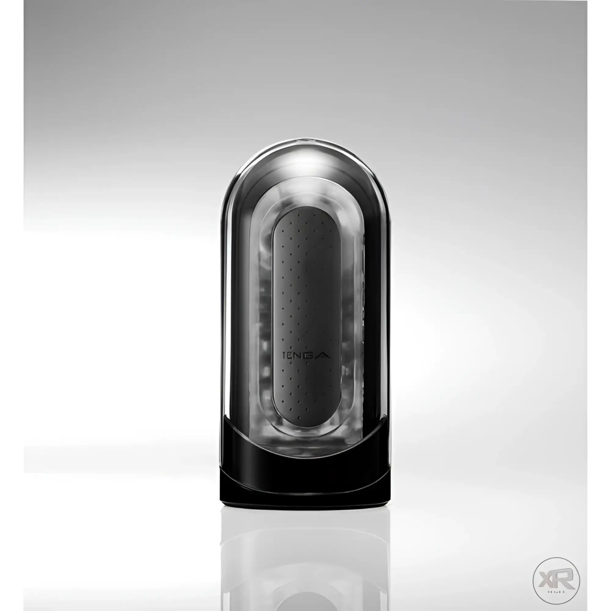 Tenga Flip 0-Zero Black: A sleek, black, oval-shaped personal pleasure device with a textured, translucent interior.
