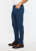 Navy blue slim-fit textured 5 pocket stretch woven chinos made from comfortable stretch fabric for versatile wear