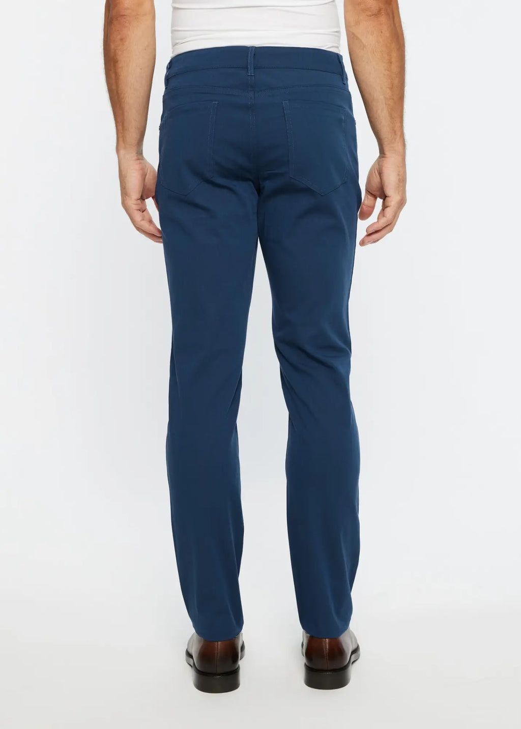 Navy blue slim-fit textured 5 pocket stretch woven chinos made from comfortable stretch fabric for everyday wear
