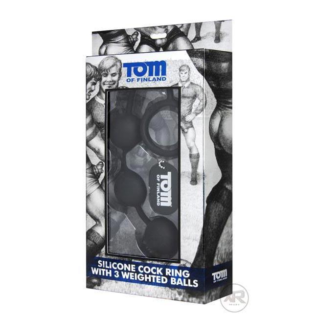 Tom of Finland Penisring aus Silikon mit 3 gewichteten Analkugeln