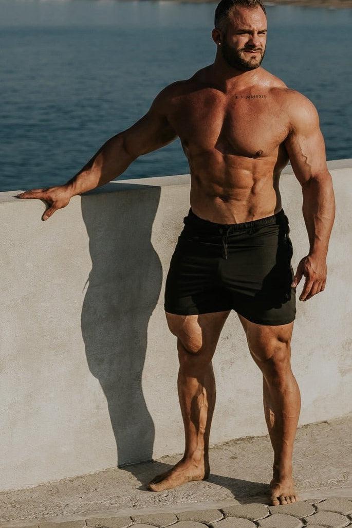 Jed North Agile Plus 6.5'' Bodybuilding Shorts w Zipper Pockets - Black