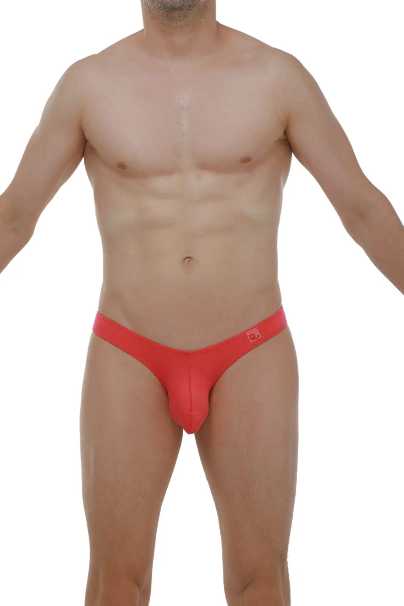 Thong dome modal fuchsia red men’s briefs with a snug fit and small logo on the waistband