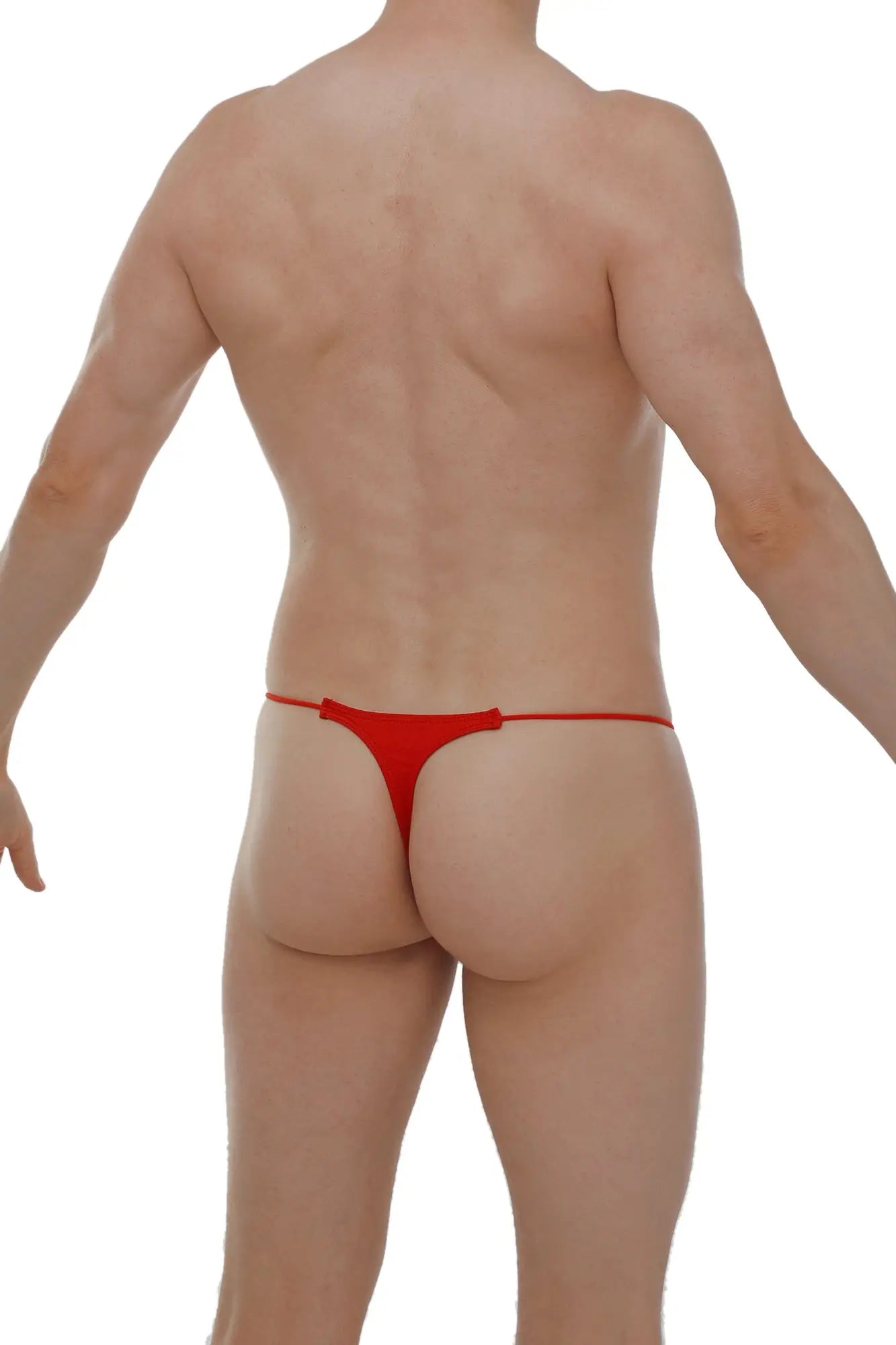 Red thong lolif joe red with a thin seamless design shown from the back side for comfortable wear