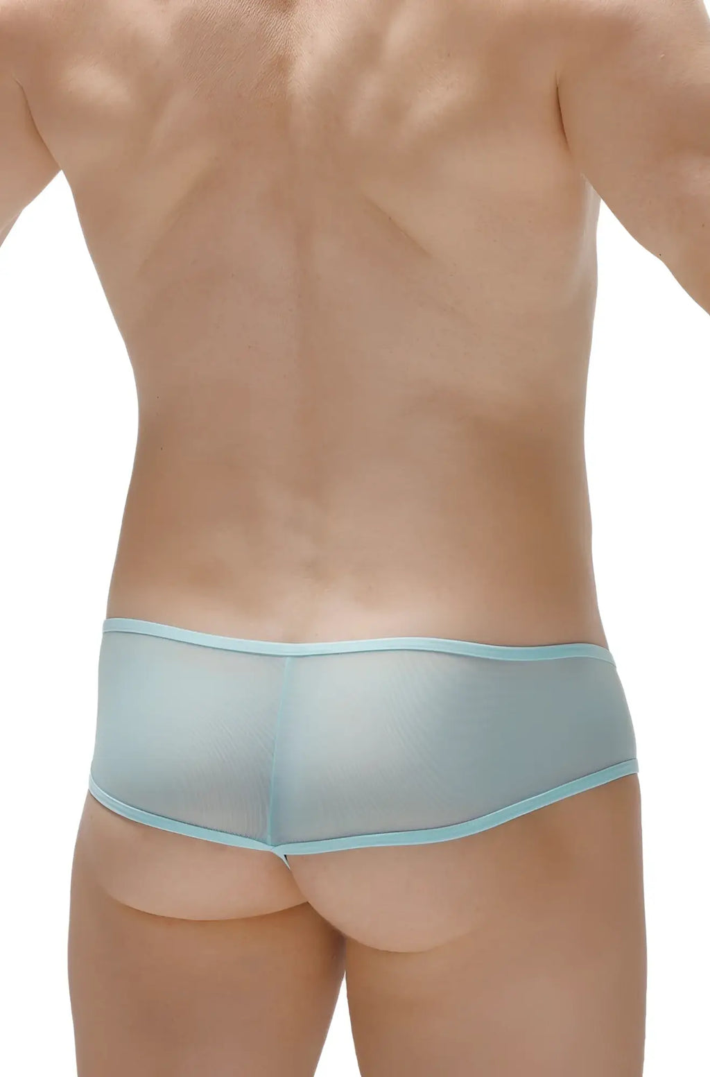 Light blue sheer mesh briefs thong toga net teal with matching elastic waistband front view