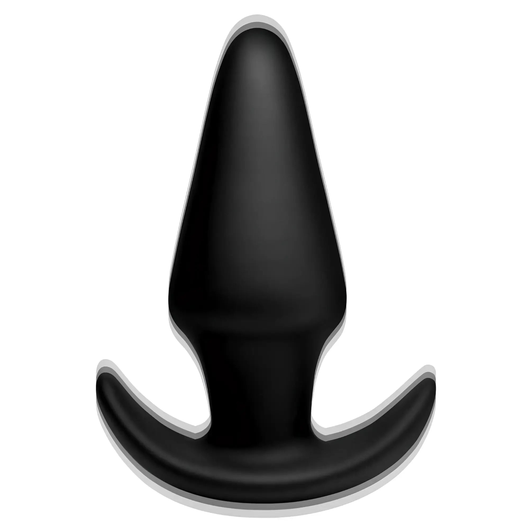 Matte black Thump It Kinetic 7X anal plug with a smooth, tapered design and a curved base on a white background.