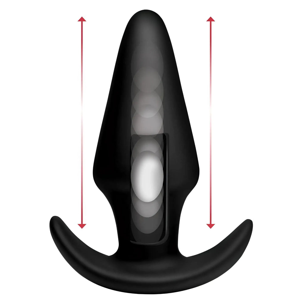 Thump It Kinetic Thumping 7X Large black anal plug with a motion-tracking graphic showing internal movement.