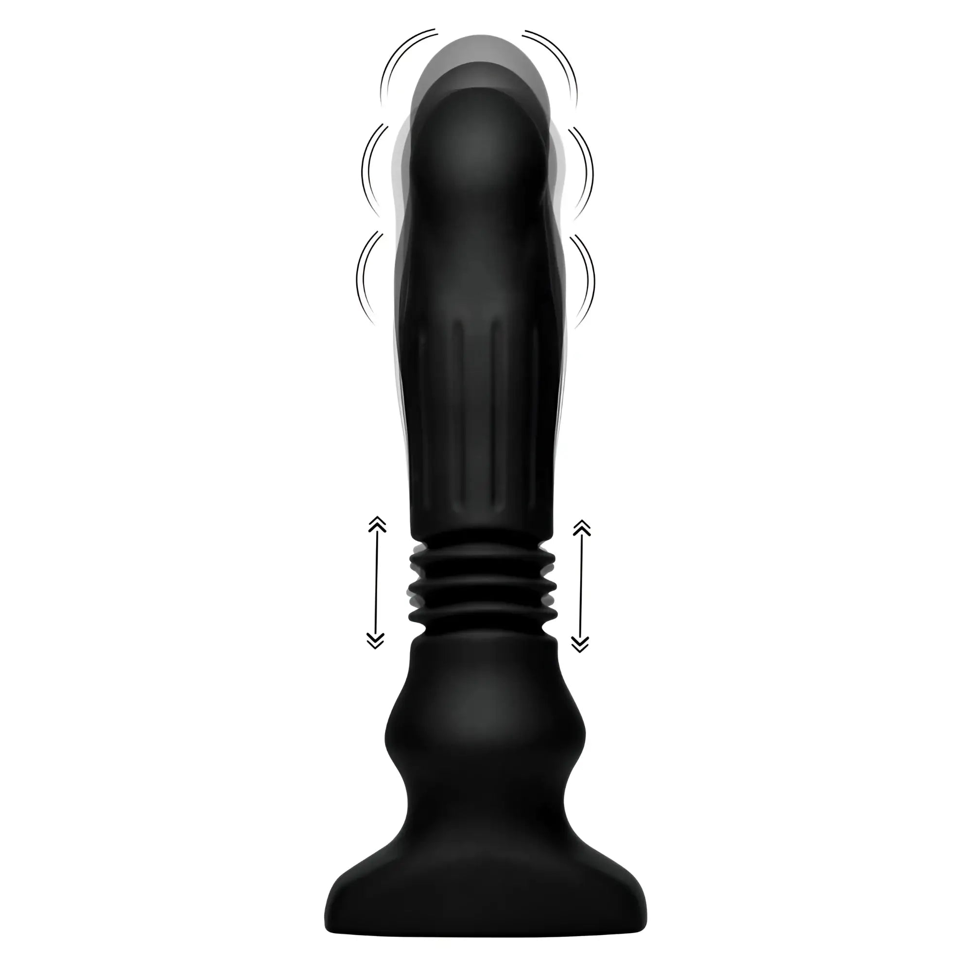 Black Thunderplugs silicone swelling and thrusting plug featuring motion indicator lines on a white background.