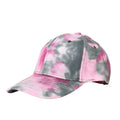 Pink and gray tie-dye baseball cap with curved brim made of soft fabric for casual wear