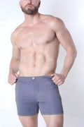 Clemente swim short limited edition blue patterned swim trunks with subtle geometric design for beachwear