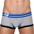 Timoteo hero scout boxer brief underwear grey heathered with blue black striped waistband and white shield logo size xl