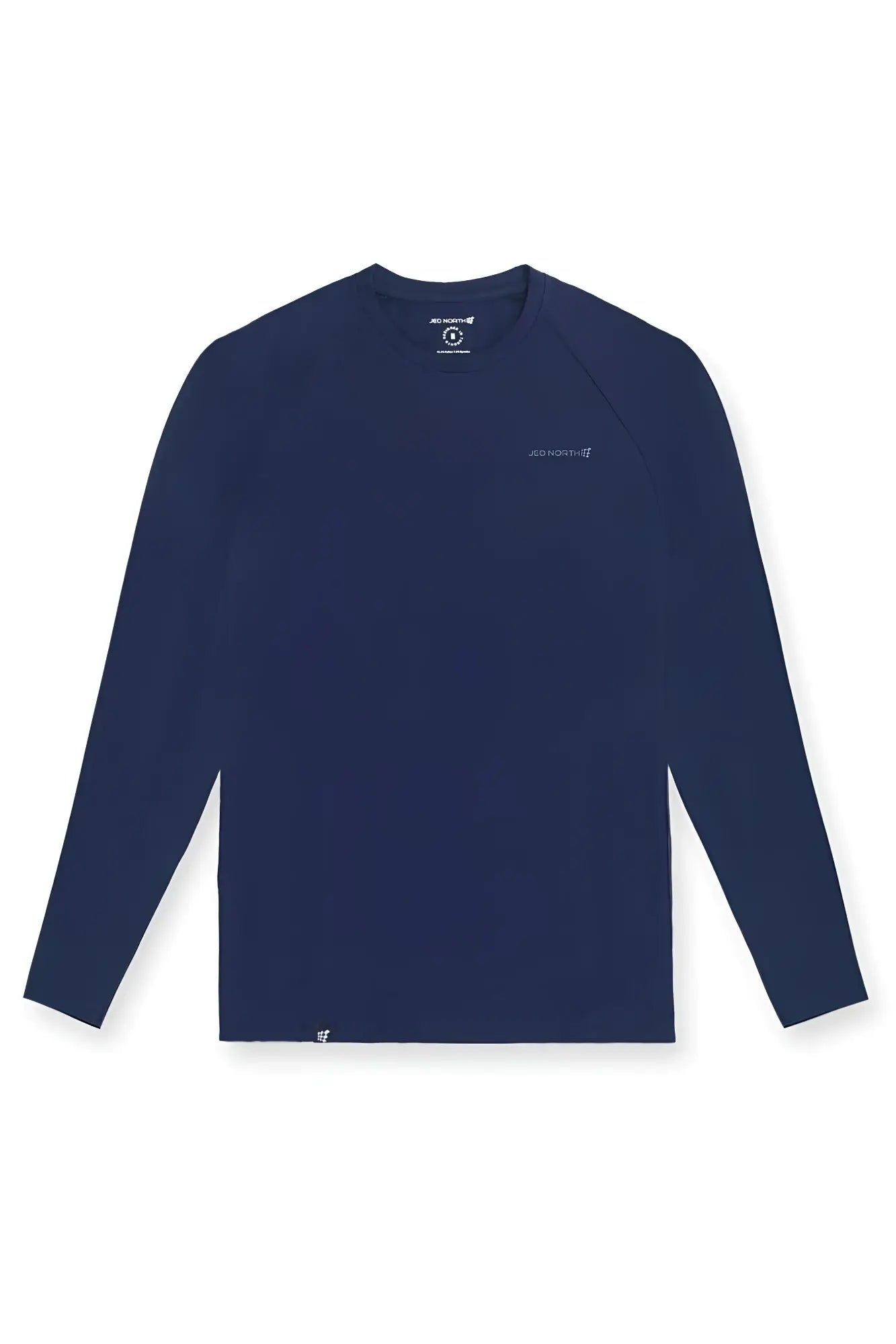 Navy long sleeve Titan muscle-fit performance shirt with subtle brand logo on chest and collar for active wear