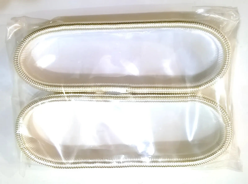 Two oval silver-toned metal trays with decorative beaded edges featured in tnc wedding band pair silver spring metal armbands