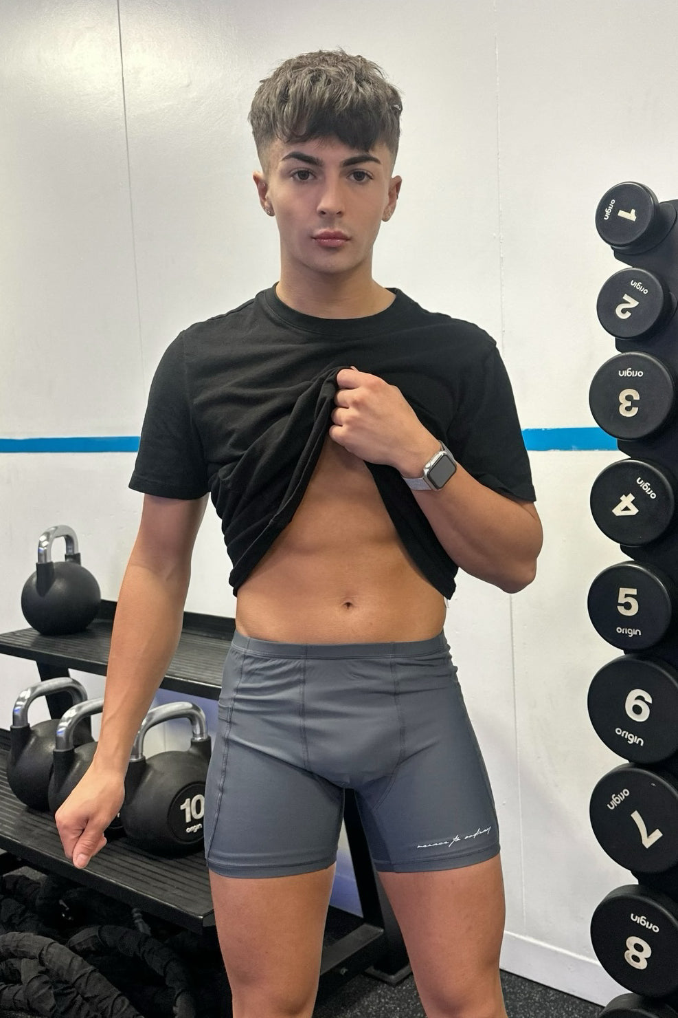 JJ Malibu Men's Lustrous Scrunch-Butt 4.5" Bike Shorts - Graphite
