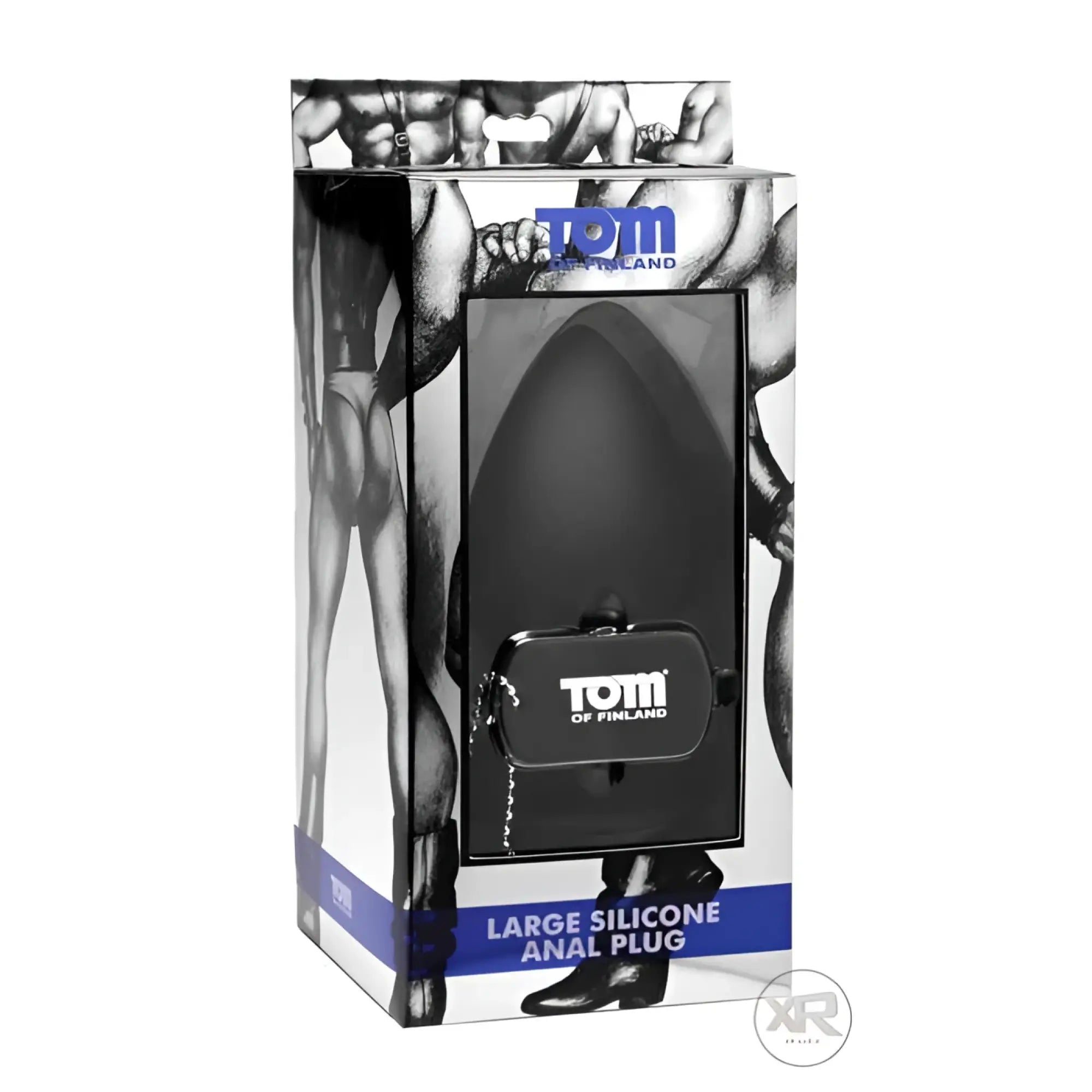 Black silicone tom of finland large anal plug with keychain attachment for discreet portability